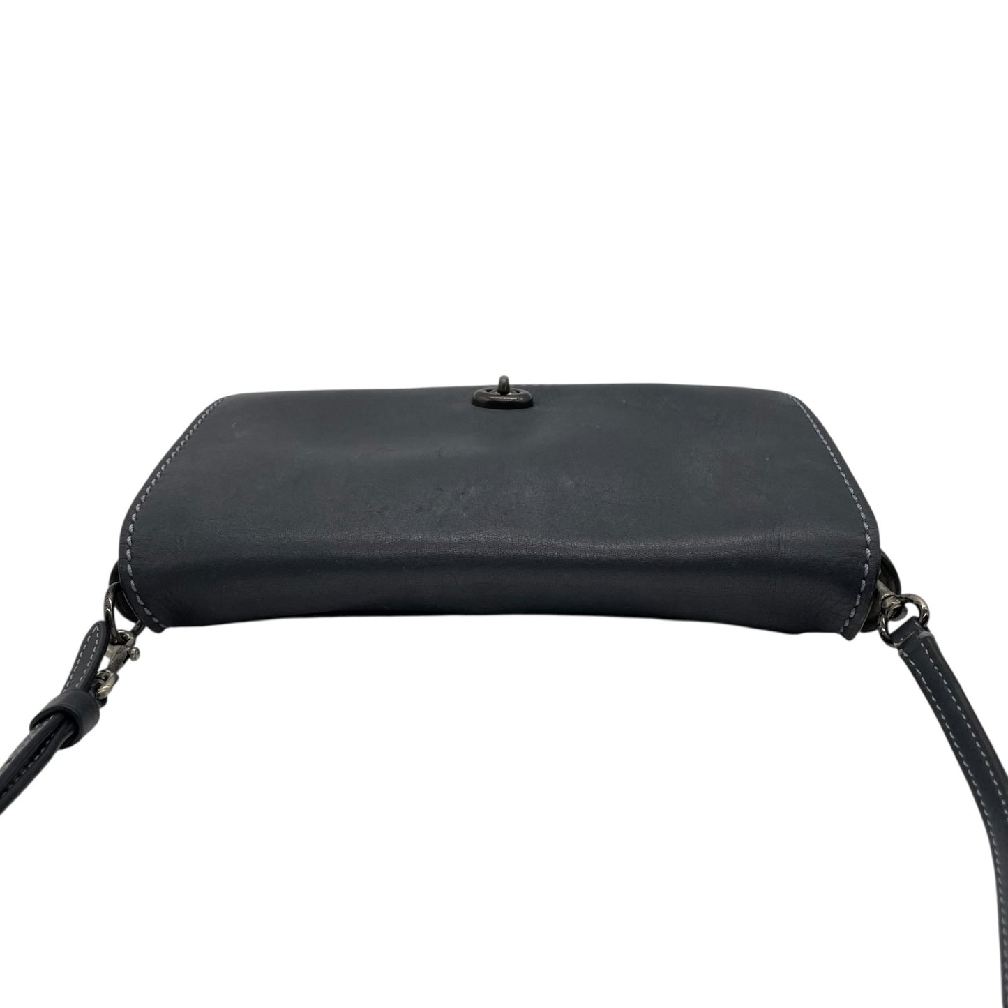 COACH コーチ ショルダーバッグ 紺 ネイビー レザー ブラック金具 ターンロック ディンキー ミニバッグ お財布バッグ 斜め掛け可 レディース C5