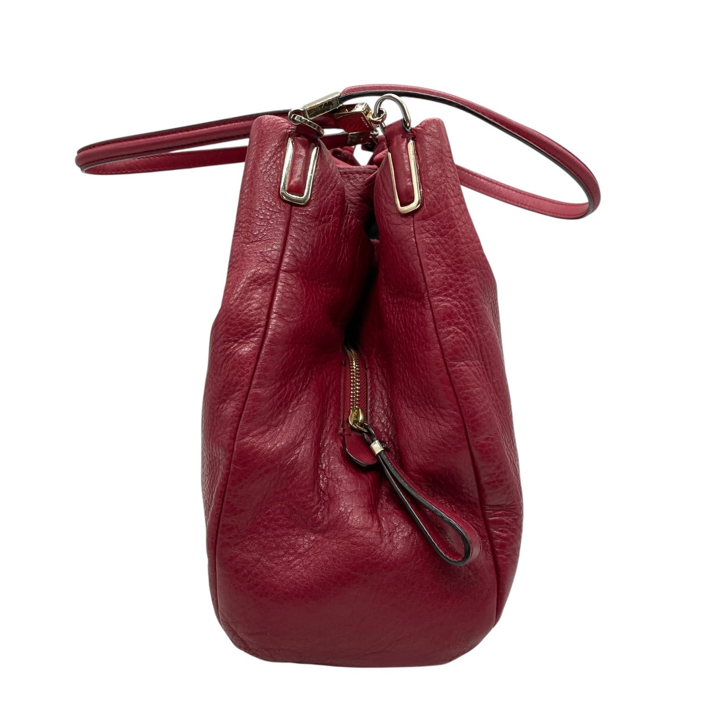 COACH コーチ ハンドバッグ トートバッグ 赤 レッド レザー ゴールド金具 ロゴ チャーム付き 肩掛け可 レディース T4