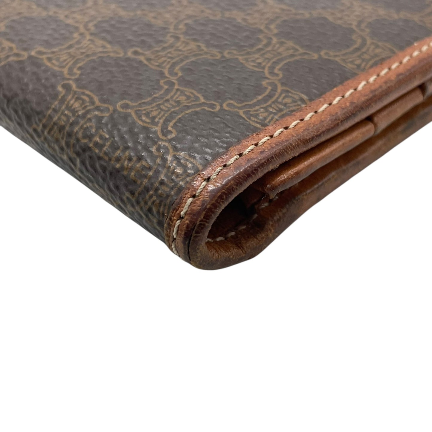 セリーヌ CELINE 長財布 折り財布 マカダム トリオンフ柄 茶色 ブラウン PVC レザー ヴィンテージ フラップ 4