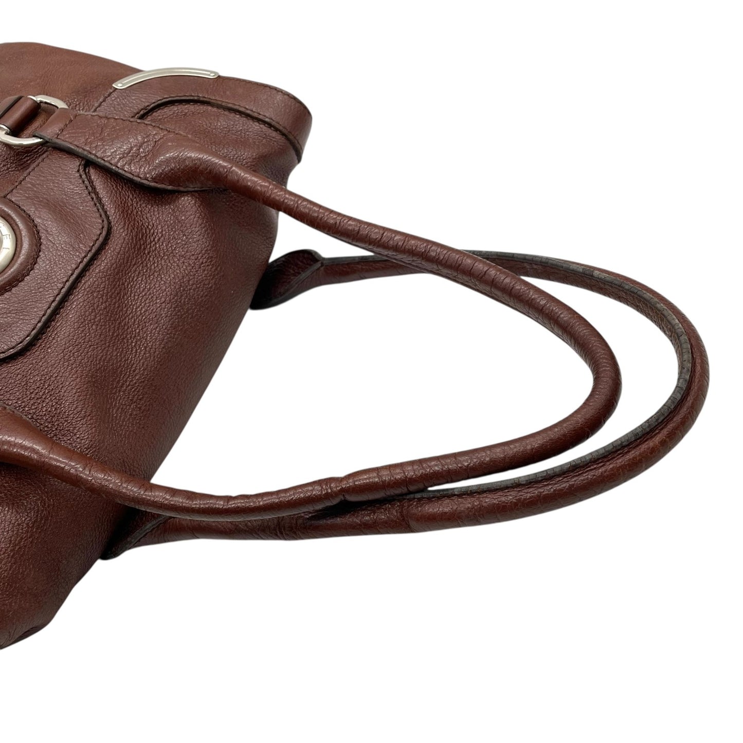 セリーヌ CELINE トートバッグ ハンドバッグ ロングハンドル フラップ 茶色 ダークブラウン レザー タッセル付き シルバー金具 K8