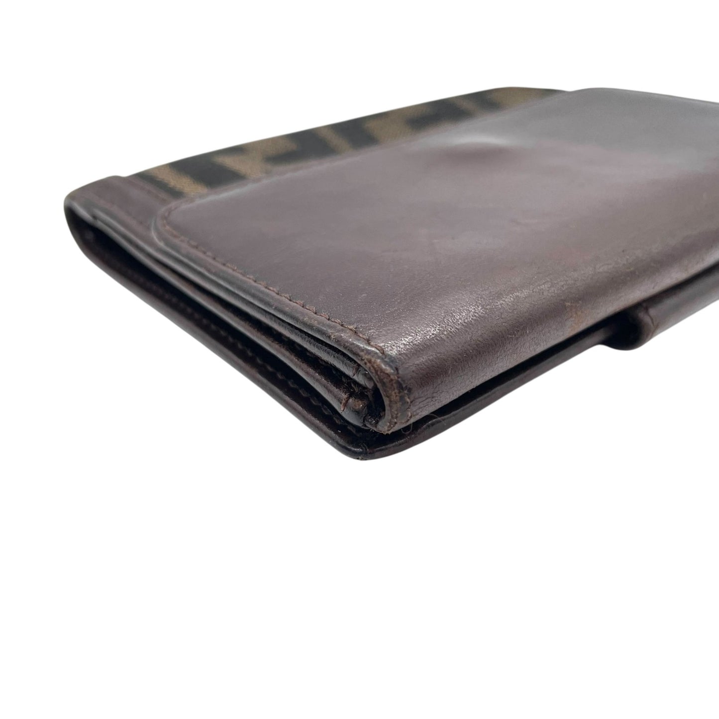 フェンディ FENDI 財布 ズッカ柄 ブラウン 茶色 ブラック 黒 キャンバス レザー 二つ折り ウォレット W4