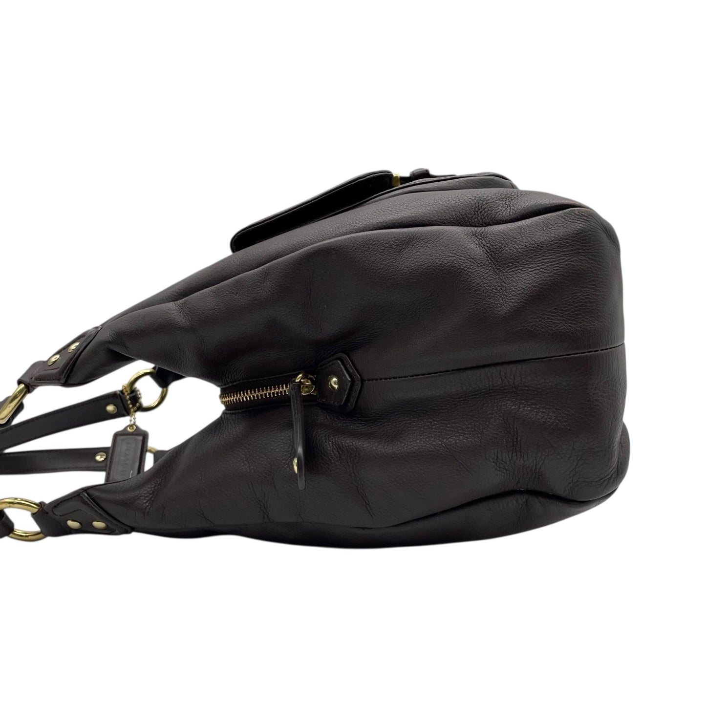 コーチ COACH ハンドバッグ キャンベル F24686 ダークブラウン オールレザー ベルトデザイン ゴールド金具 斜め掛け可 レディース U17