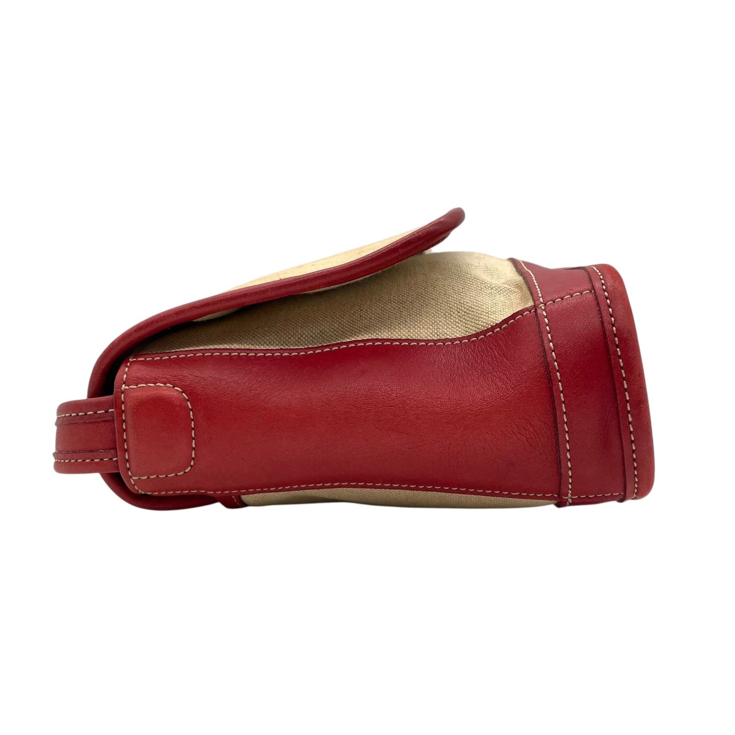 コーチ COACH キャンバス レザー ショルダーバッグ ワンショルダー 6114 ベージュ 赤 レッド フラップデザイン ロゴチャーム付き 上品カラー U17