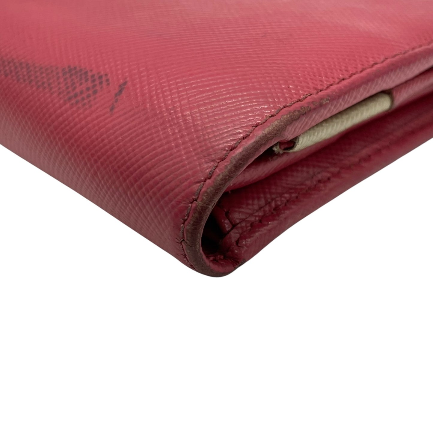 PRADA プラダ 長財布 ロングウォレット サフィアーノレザー フラップ ピンク バイカラー ゴールド金具 ロゴ レディース W3