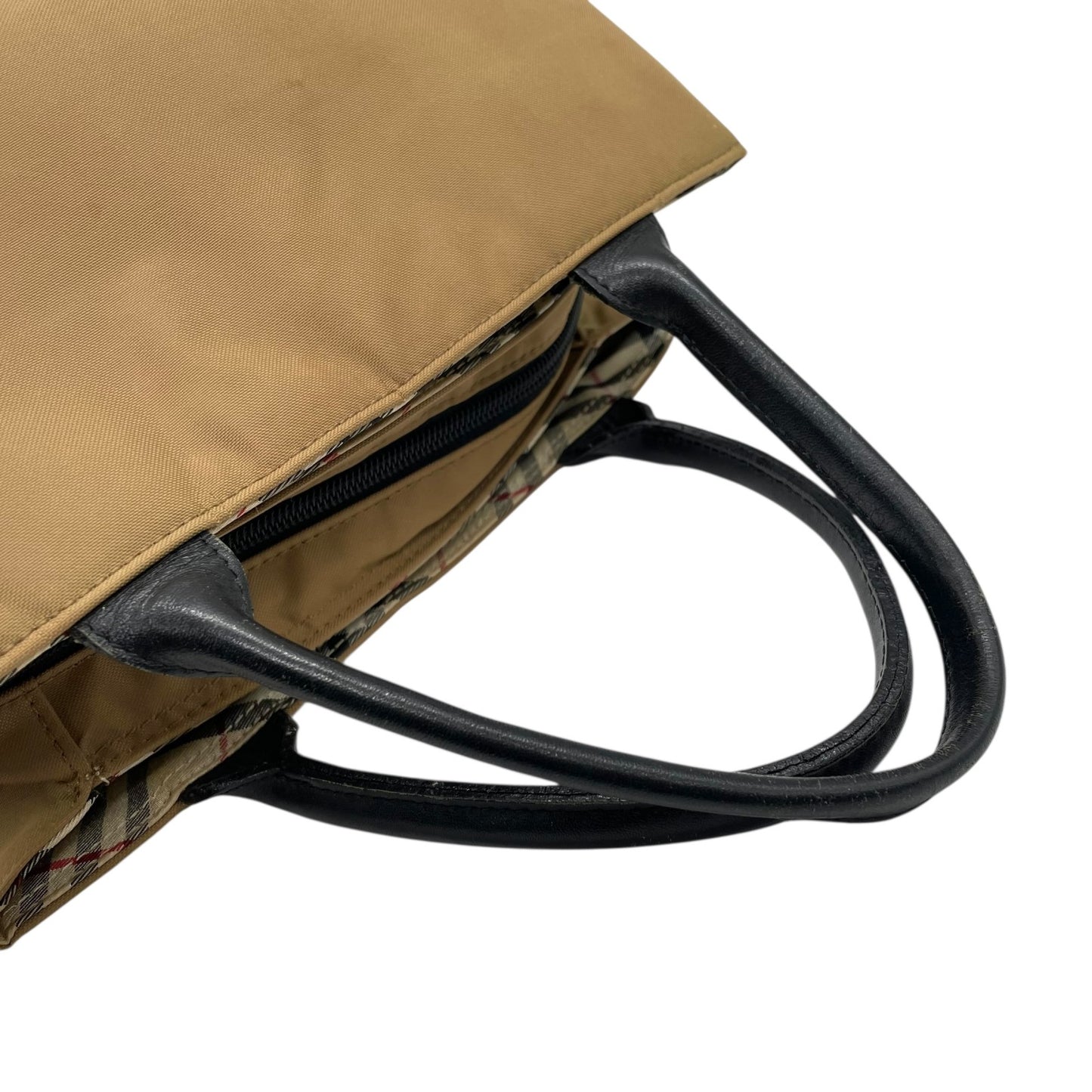 BURBERRY BLUE LABEL バーバリー ブルーレーベル ハンドバッグ ノバチェック ベージュ ブラック ナイロン×レザー シルバー金具 トート レディース U14