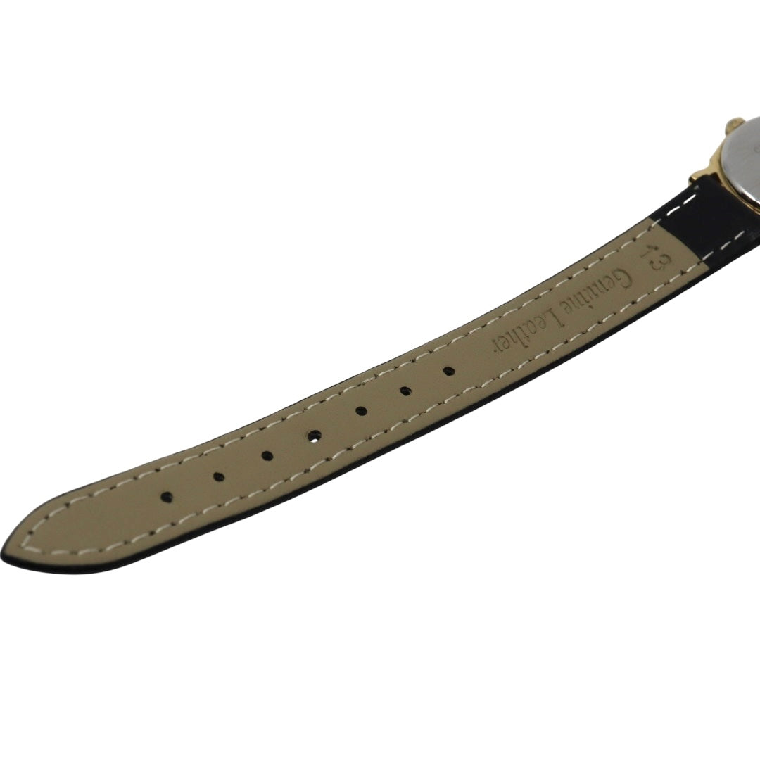 citizen シチズン クオーツ 腕時計 4-102321Y ゴールド ブラック文字盤 ラウンドケース レザーベルト レディース ヴィンテージ