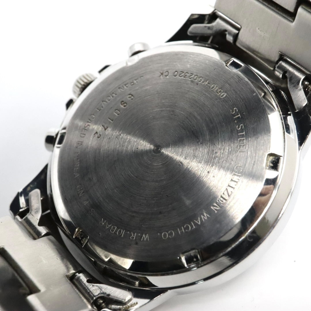 citizen シチズン クオーツ クロノグラフ 腕時計 0510-K002320 ブラック文字盤 ステンレススチール 10気圧防水 メンズ G8