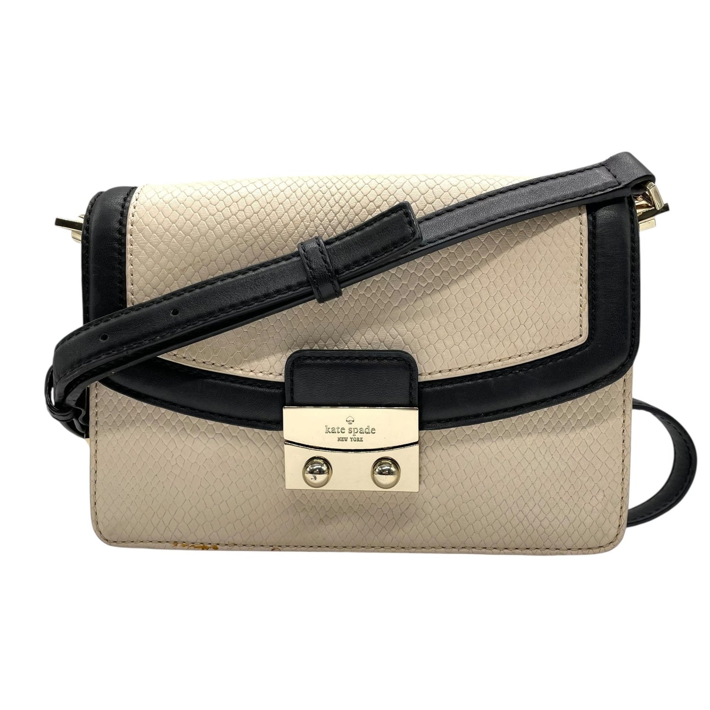 ケイトスペード Kate Spade 2WAY ショルダーバッグ 型押し レザー ホワイト 白 ブラック 黒 バイカラー 上品 レディース S81