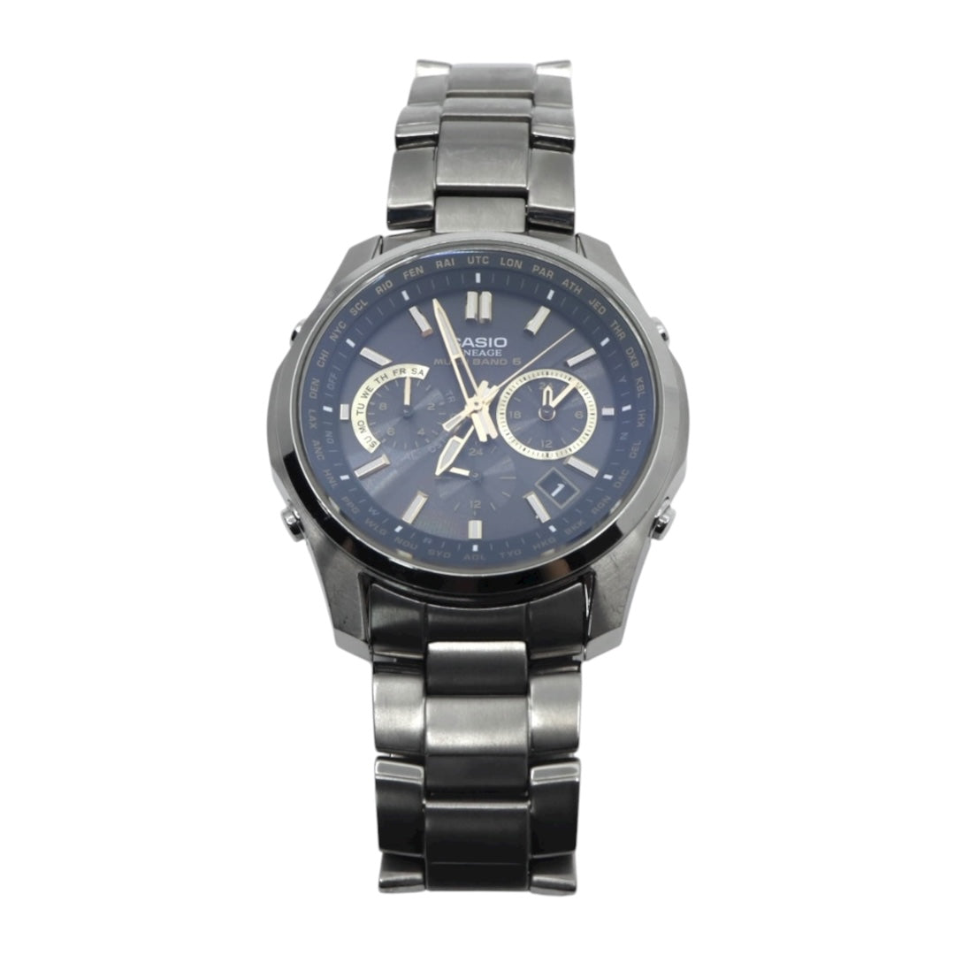 【美品/稼働品】カシオ リニエージ 腕時計 LIW-M610TDS 電波ソーラー チタン サファイアガラス メンズ ブラック ゴールド アナログ ワールドタイム MULTI BAND 6 ウェーブセプター ビジネス 軽量 G10