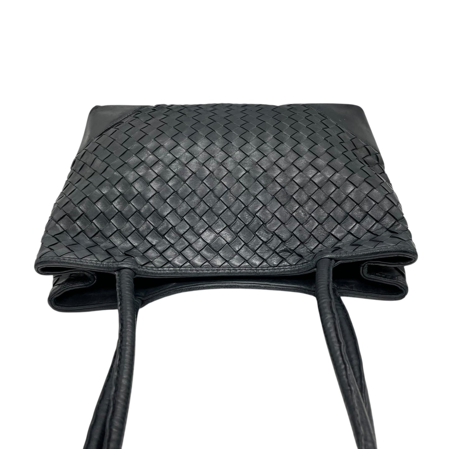 BOTTEGA VENETA ボッテガヴェネタ イントレチャート ハンドバッグ ワンショルダー ネイビー レザー ゴールド金具 肩掛け可 編み込み レディース K11