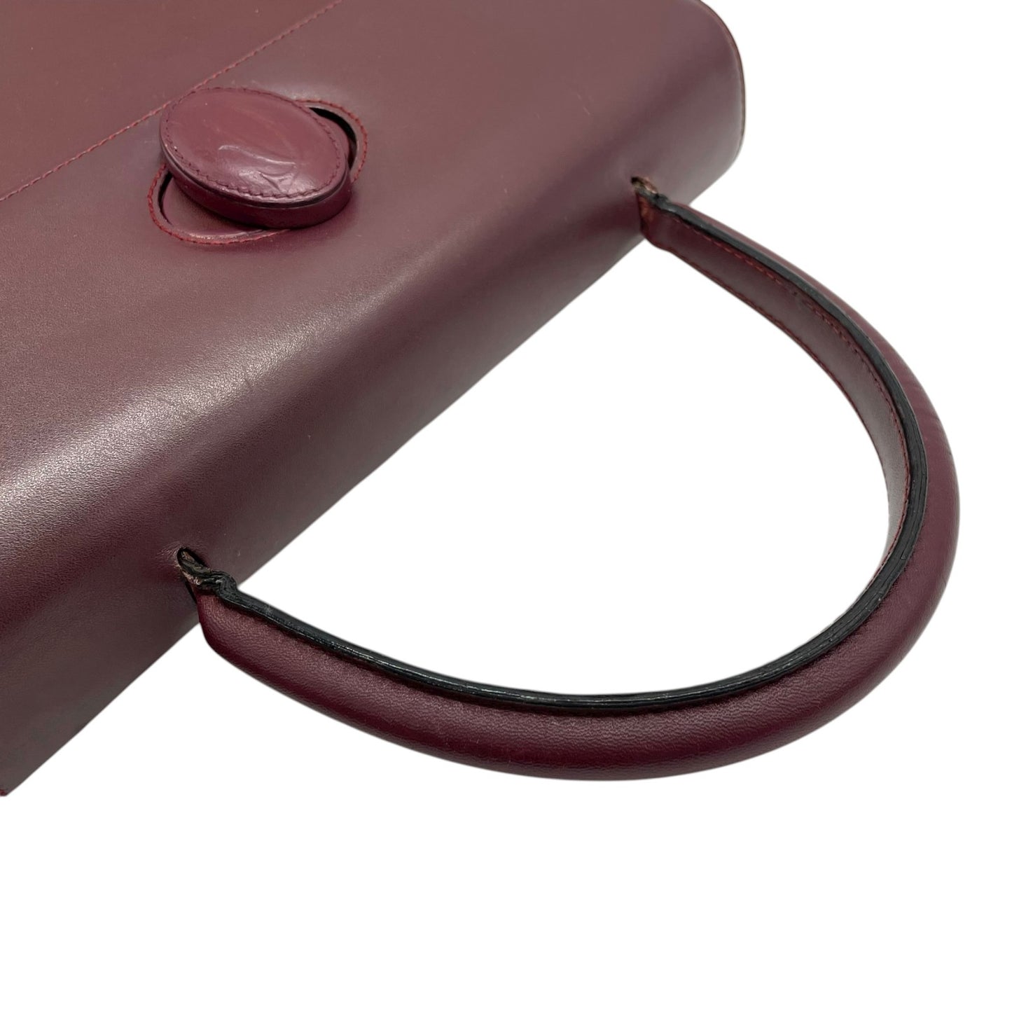 カルティエ マストライン ハンドバッグ ワンショルダー 自立可 ターンロック 2Cロゴ Cロゴ レザー 本革 ボルドー ワインレッド レディース ヴィンテージ クラシック エレガント フォーマル パーティバッグ 高級感 G