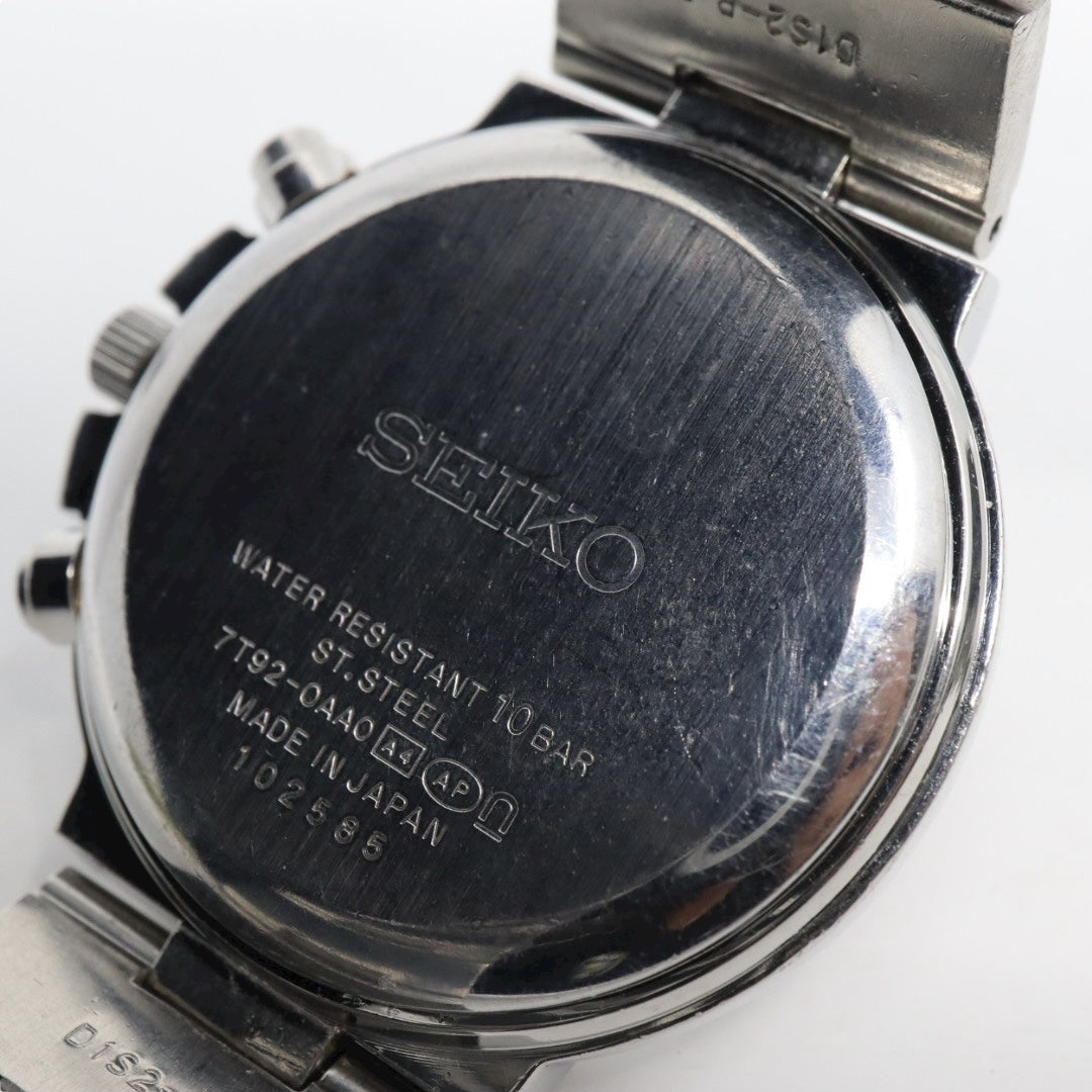 【美品/電池交換済】SEIKO セイコー ルキア 7T92-0AA0 クロノグラフ 腕時計 レディース クオーツ 10気圧防水 ステンレス レッド 赤文字盤 シルバー デイト タキメーター 日本製 ビジネス カジュアル エレガント G10 lukia