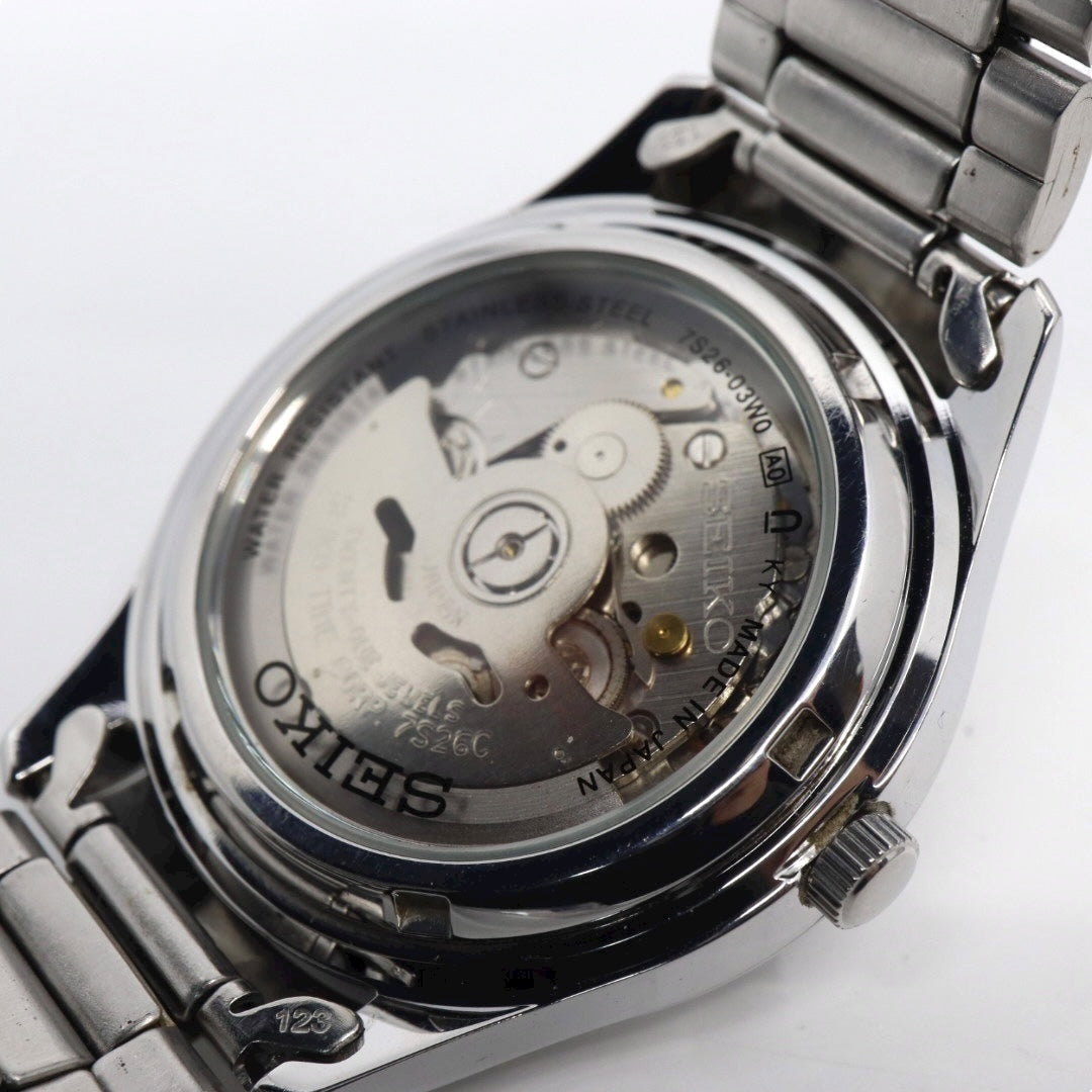 SEIKO セイコー 5 自動巻き メンズ腕時計 ブラウン文字盤 デイデイト ステンレス 裏スケルトン 7S26 Made in Japan G11