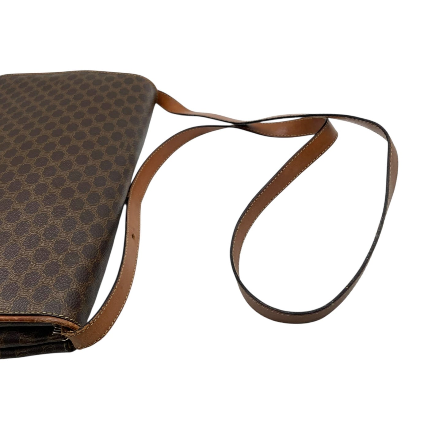 CELINE セリーヌ マカダム ショルダーバッグ ヴィンテージ オールドセリーヌ PVC レザー ゴールド金具 フラップデザイン 1980s 1990s クラシック クロスボディ k1