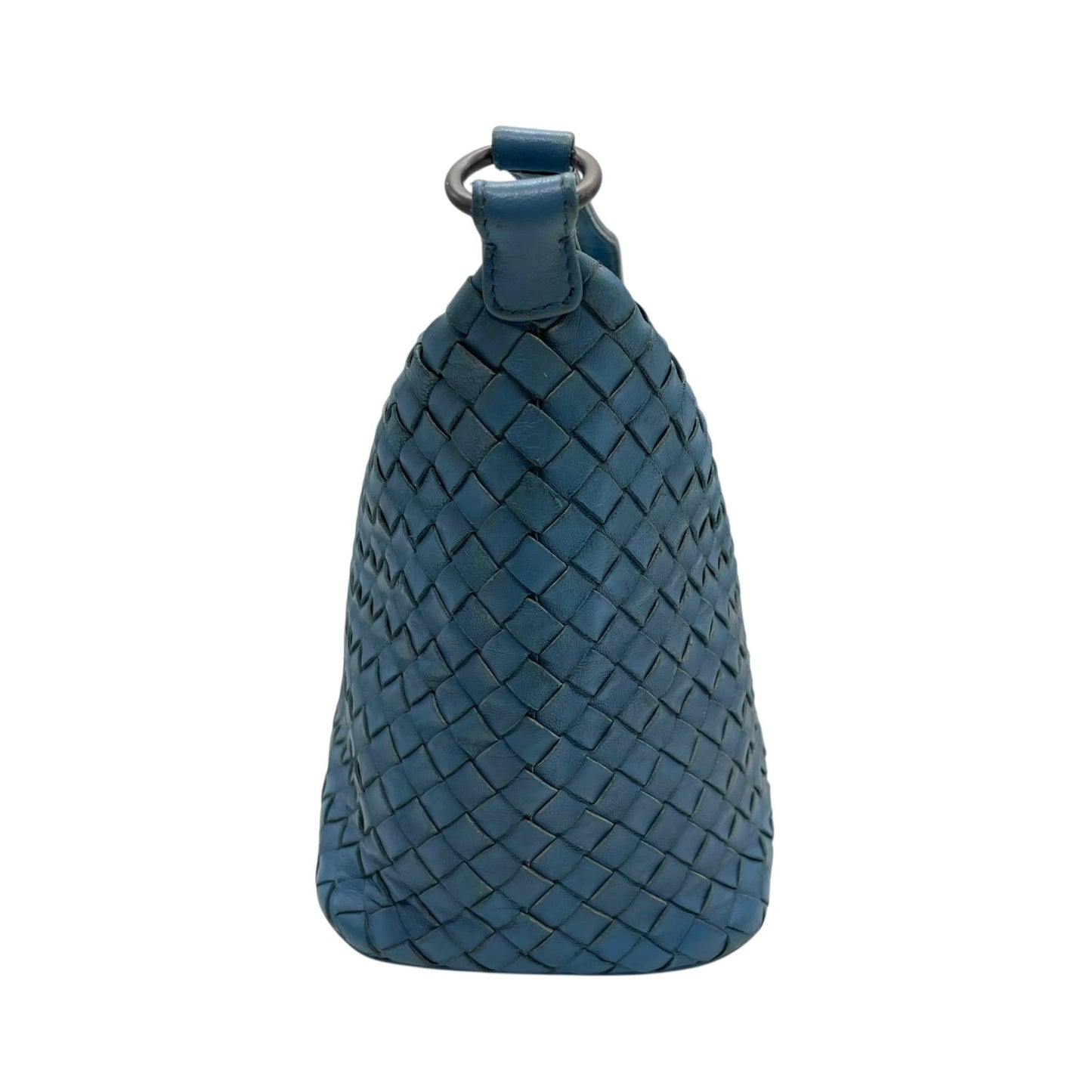 ボッテガヴェネタ イントレチャート ライトブルー レザー ハンドバッグ ショルダー ヴィンテージ 編み込み 革 旧ロゴ イタリア製 上品　k11