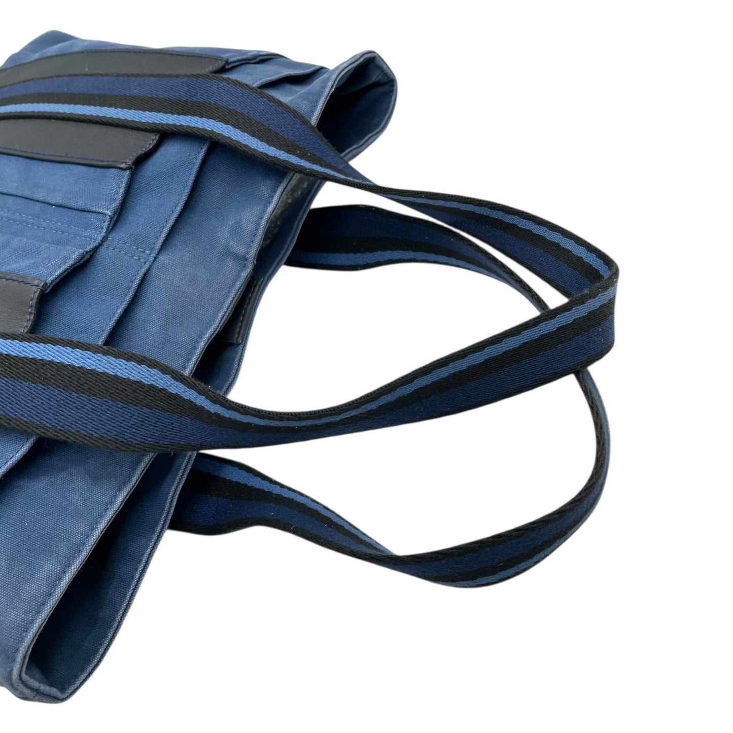 エルメス HERMES トロカホリゾンタル MM トートバッグ ハンドバッグ キャンバス レザー 本革 ネイビー ブルー 青 ブラック 黒 ストライプ メンズ レディース ユニセックス A4収納可 通勤 通学 ビジネス 軽量 鞄 カバン k3