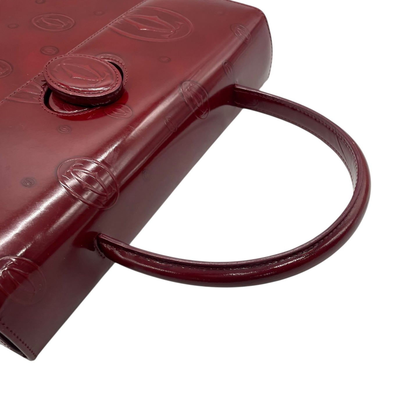 Authentic Cartier Happy Birthday Handbag Patent Leather Bordeaux Red Enamel Women's with Guarantee Card