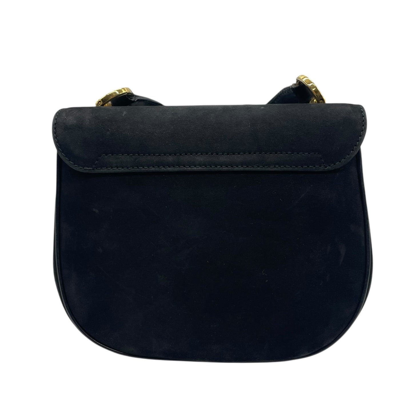 美品 Salvatore Ferragamo フェラガモ ガンチーニ ショルダーバッグ 黒 ブラック AB-21 スエード ゴールド金具 斜め掛け可 ポシェット ミニバッグ レディース フラップ開閉 ヴィンテージ D5