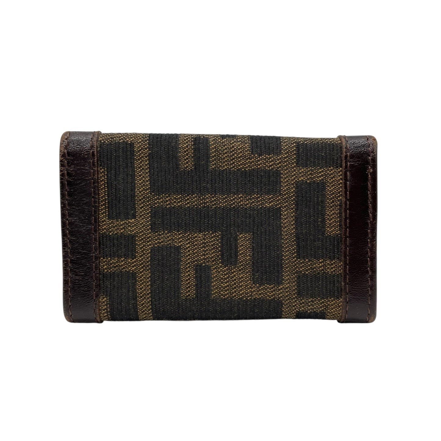 FENDI フェンディ ズッカ柄 6連キーケース キャンバス レザー 茶 ブラウン シルバー金具 FF柄 ヴィンテージ メンズ レディース M2