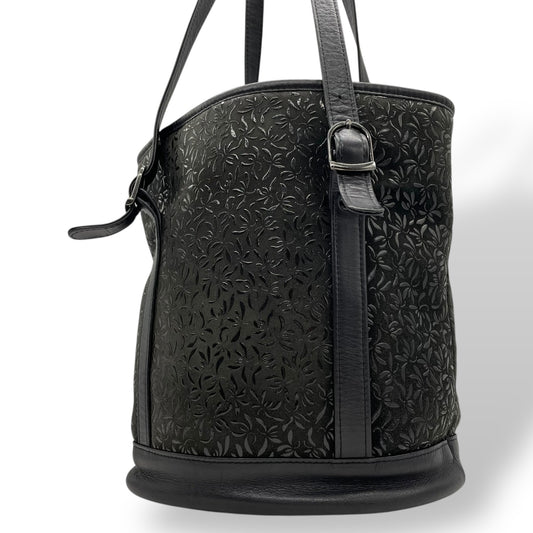 印傳屋 インデンヤ Inden トートバッグ 黒 ブラック レザー 鹿革 漆 ブラック金具 肩掛け可 レディース E11