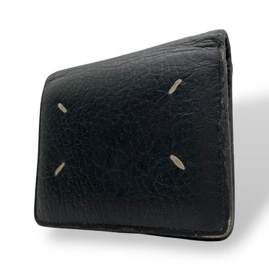 Maison Margiela マルジェラ 二つ折り財布 コンパクト ミニ財布 黒 ブラック レザー S56UI0140 カレンダータグ 4ステッチ メンズ レディース M5