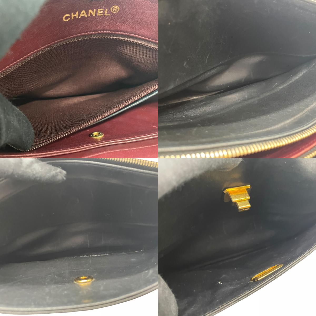 Authentic CHANEL Matelasse Chain Shoulder Bag Black Leather Turn Lock 2.55 Vintage