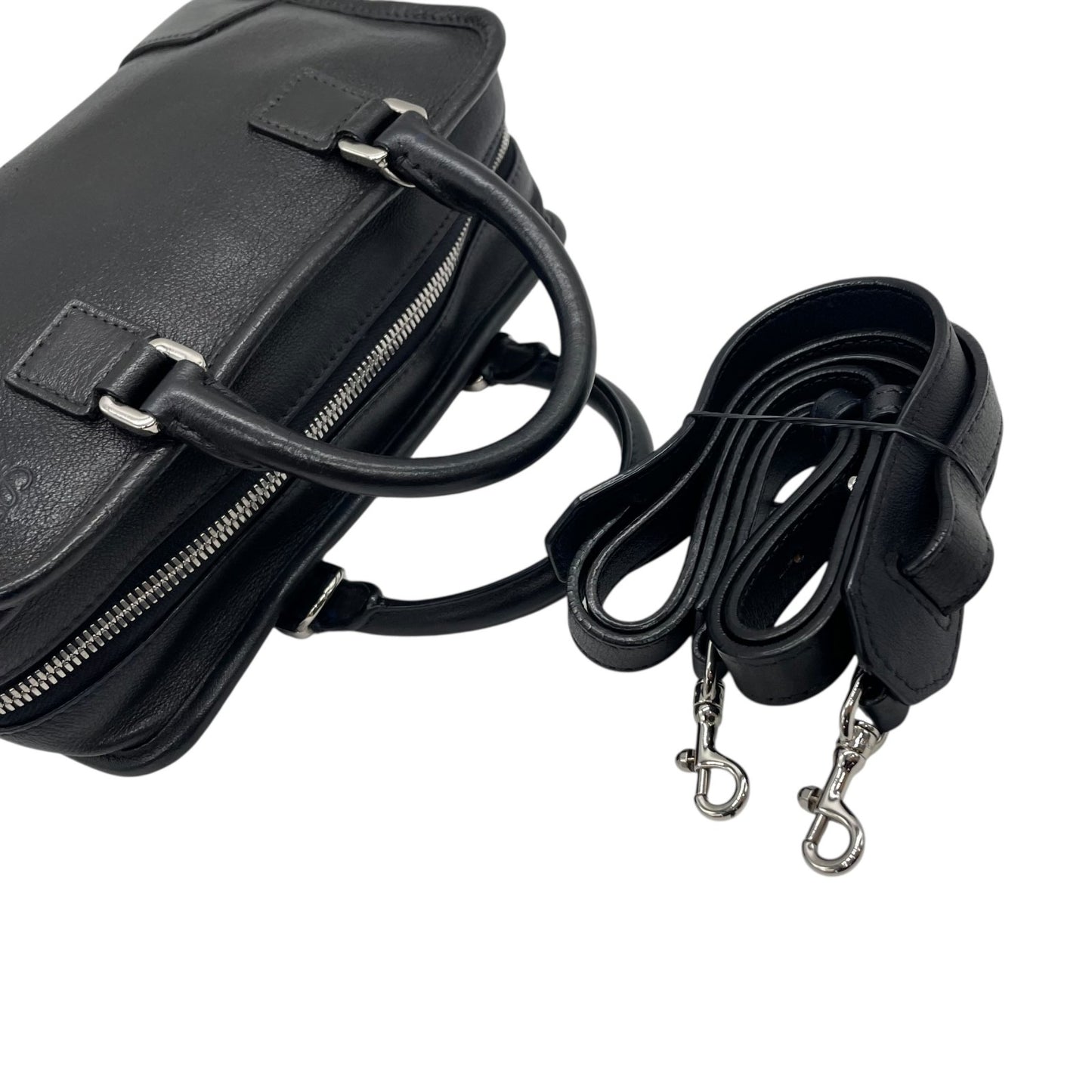 Authentic LOEWE Amazona 2WAY Handbag Shoulder Bag Black Leather Anagram