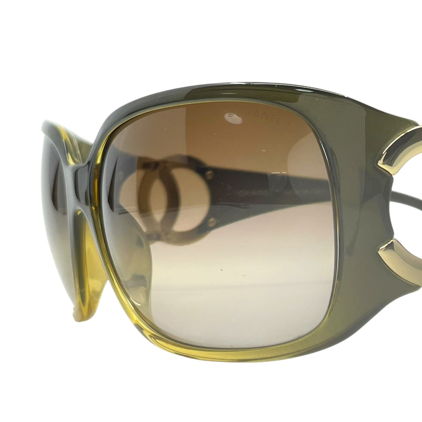 極美品 CHANEL シャネル ココマーク サングラス 64□16 120 カーキ レディース H2