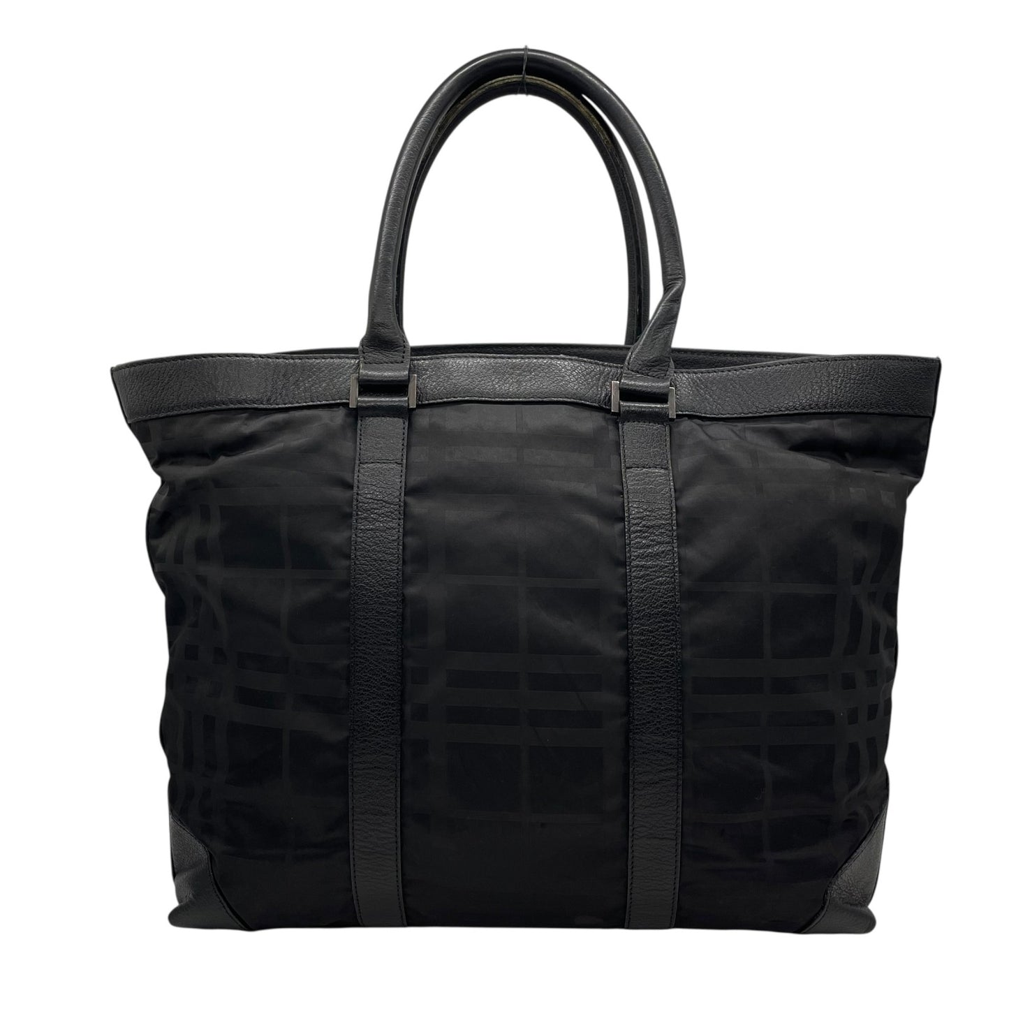 Authentic Burberry Black Label Business Tote Bag Black Nylon A4 Shoulder Men Unisex Large