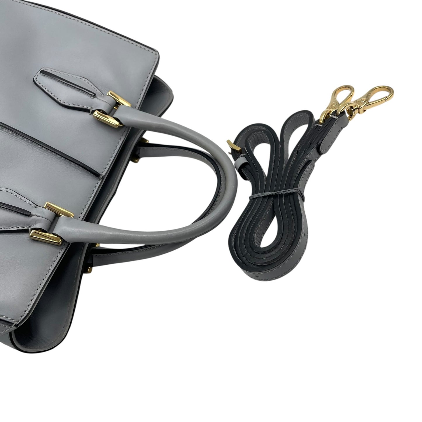 極美品 トッズ TOD'S Dキューブ スモール Dバッグ 2WAY ハンドバッグ ショルダーバッグ ミニボストン 肩掛け 斜め掛け グレーブルー 青 グレー 本革 レザー レディース A