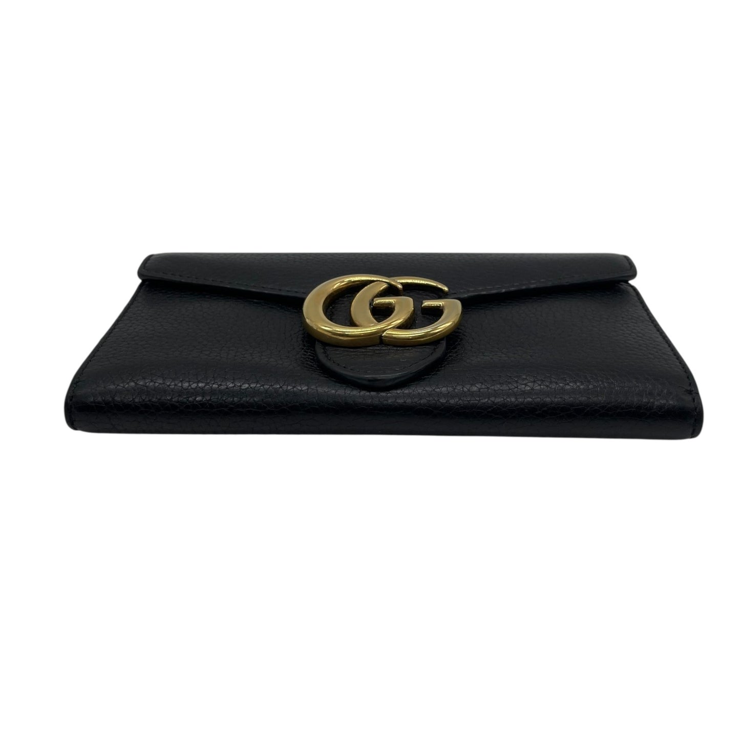 GUCCI グッチ GGマーモント 長財布 レザー 黒 ブラック ゴールド金具 箱付き レディース W2