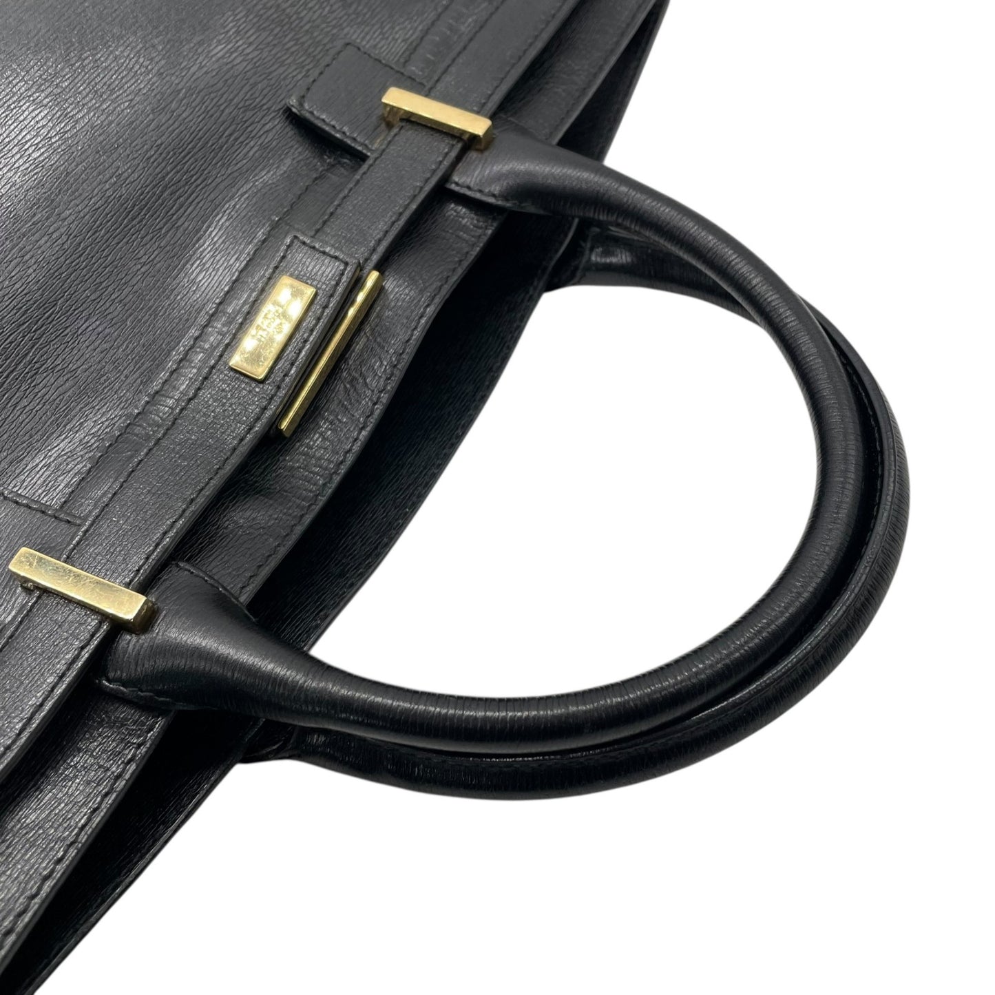 美品 GUCCI グッチ レザー ビジネスバッグ ブラック ゴールド金具 A4収納可 ハンドバッグ メンズ レディース 正規品 D