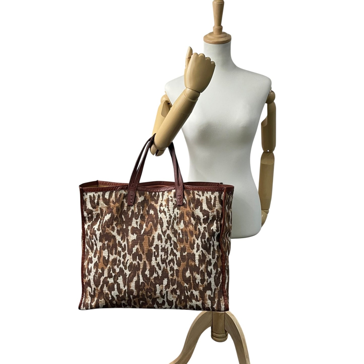 大人気 A VACATION アヴァケーション TANK トートバッグ レオパード A4収納 大容量 ブラウン ハンドバッグ レディース キャンバス×レザー E5