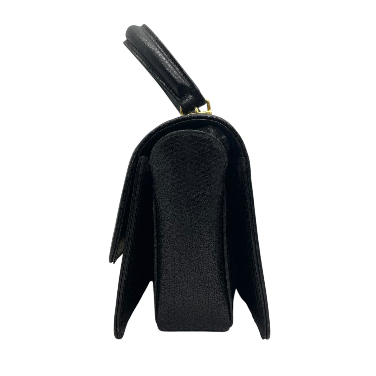 FENDI フェンディ ハンドバッグ 2way ショルダーバッグ 黒 ブラック レザー ゴールド金具 FF ロゴ ヴィンテージ 本革 トップハンドル Fendi Handbag Shoulder Bag Vintage D