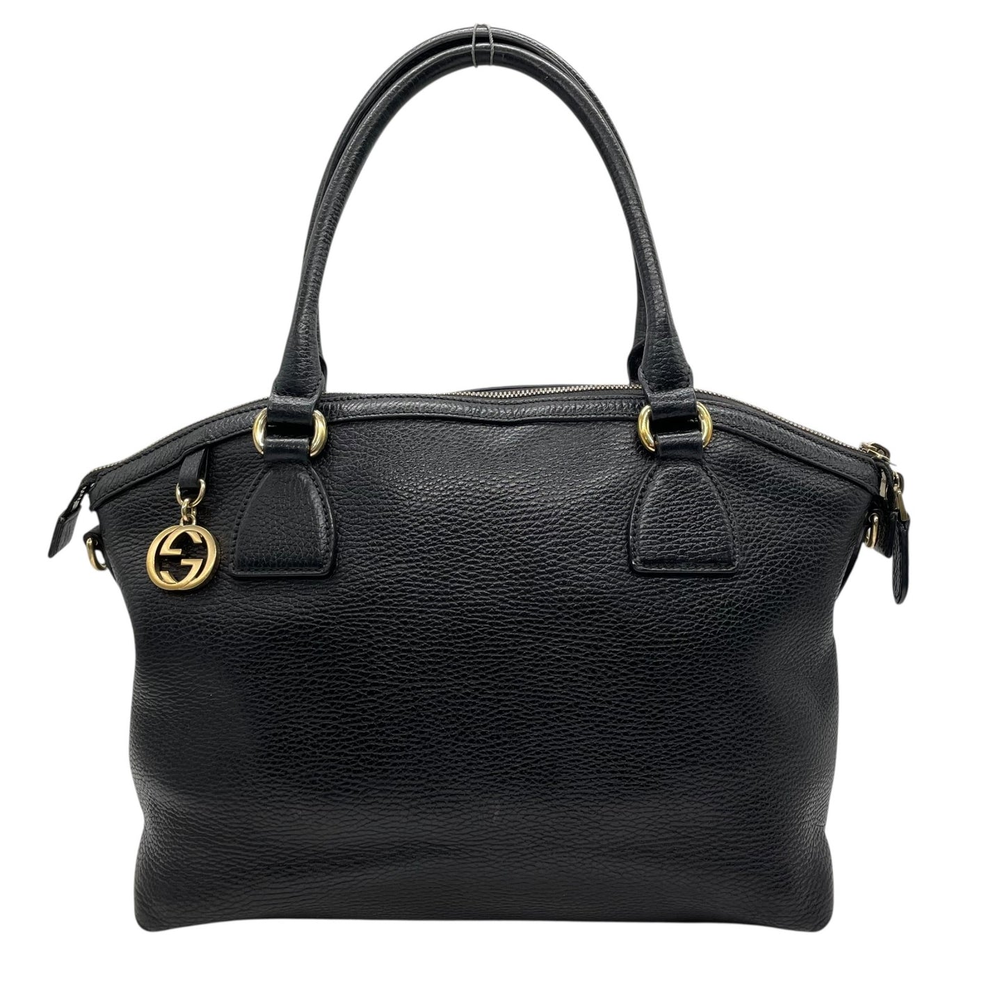 美品 GUCCI グッチ 2WAY ハンドバッグ ショルダーバッグ 449651 インターロッキングG ブラック レザー ゴールド金具 斜め掛け可 レディース D