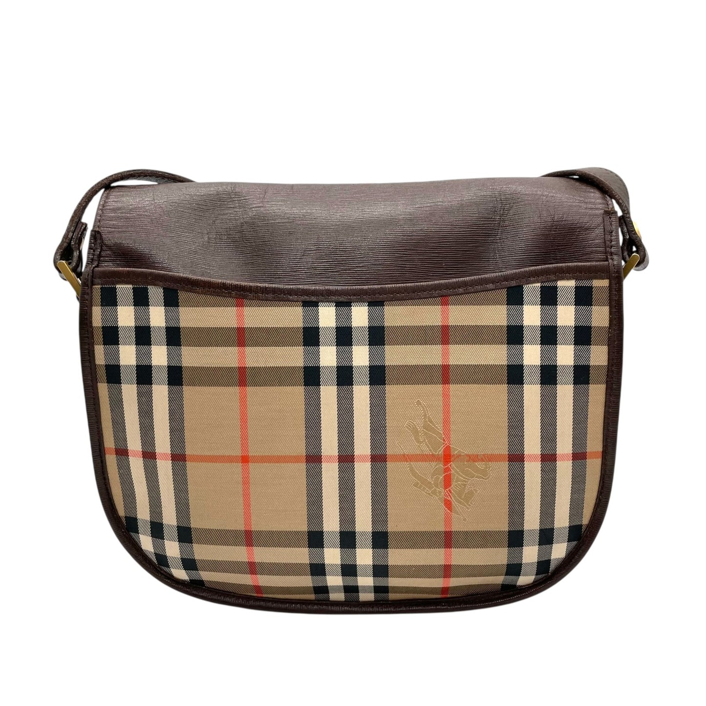 Burberry バーバリー ショルダーバッグ サコッシュ フラップ ノバチェック キャンバス×レザー ブラウン ホースロゴ シャドーホース ゴールド金具 クロスボディ ヴィンテージ アーカイブ ユニセックス K2