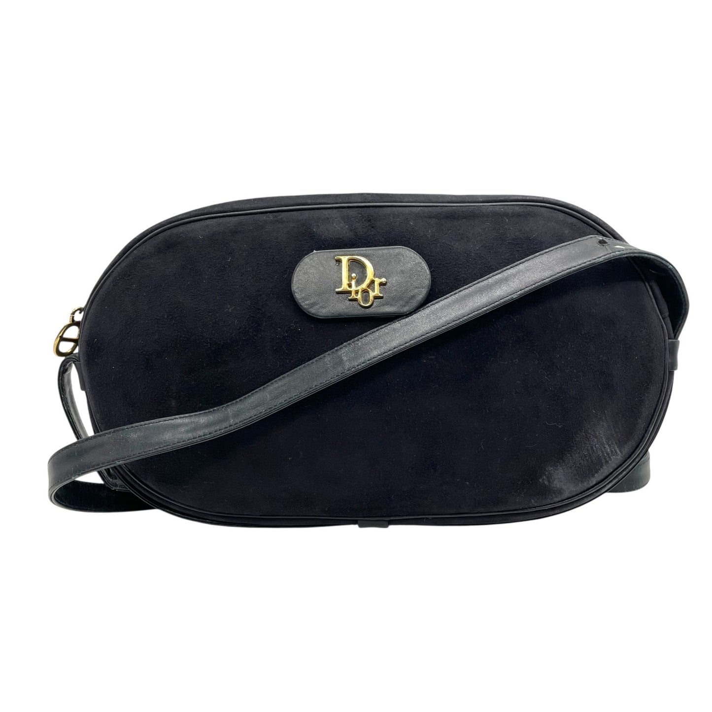 Christian Dior クリスチャンディオール ショルダーバッグ サコッシュ ネイビー 紺色 スエード×レザー Diorロゴ ゴールド金具 クロスボディ ヴィンテージ K10