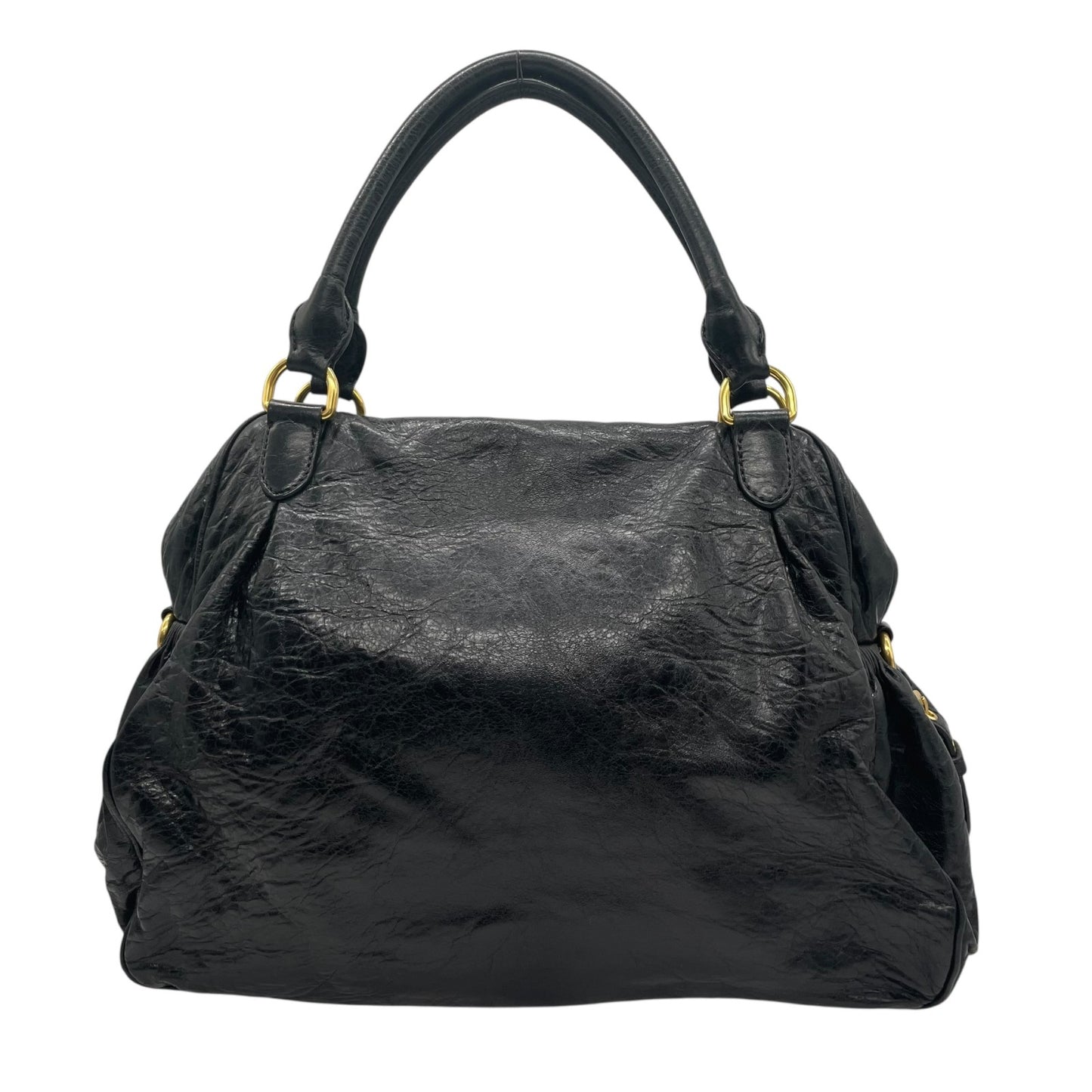 美品 miumiu ミュウミュウ 2WAY ハンドバッグ ショルダーバッグ 黒 ブラック レザー ゴールド金具 肩掛け可 カデナチャーム アーカイブ レディース ヴィンテージ D