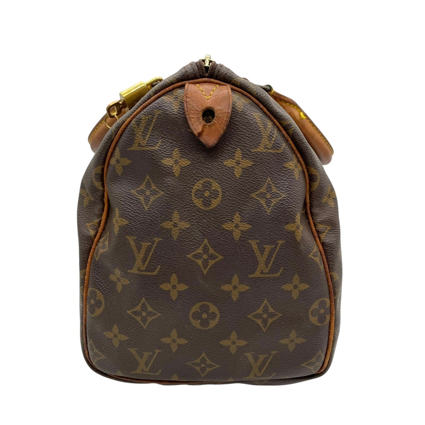 LOUIS VUITTON ルイヴィトン モノグラム スピーディ30 2WAY ボストンバッグ ミニボストン M41526 斜め掛け可 PVC レザー ブラウン ゴールド金具 パドロック ハンドバッグ レディース D