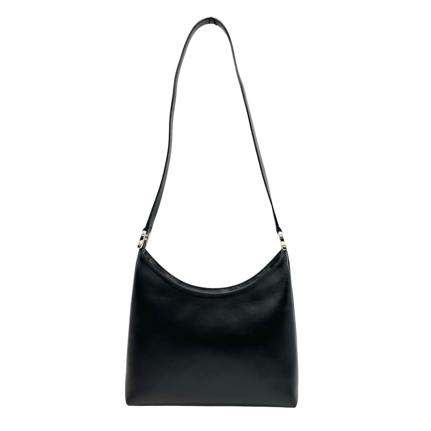 美品 Salvatore Ferragamo フェラガモ ガンチーニ ワンショルダー ショルダーバッグ レザー 黒 ブラック NERO シルバー金具 レディース B