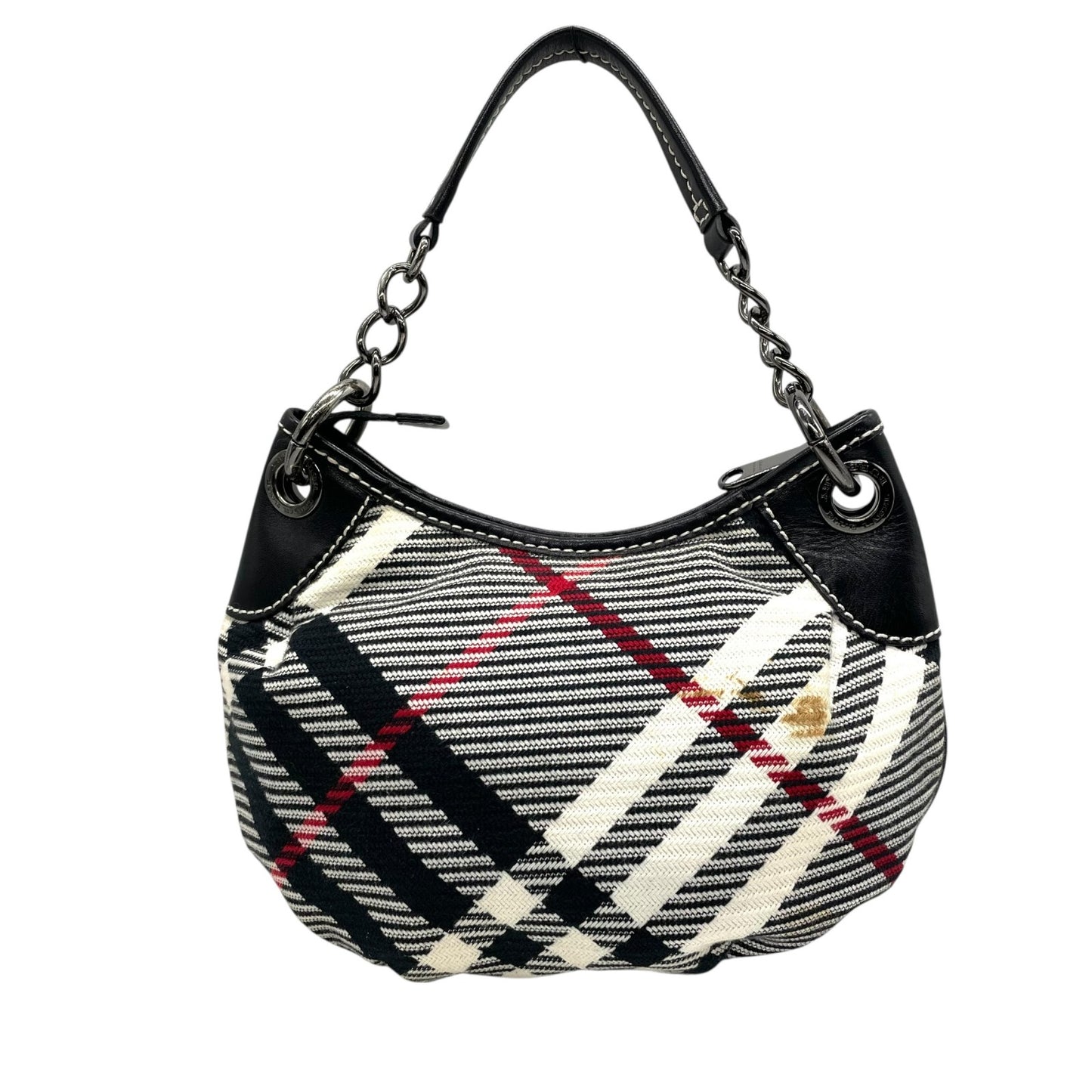 バーバリーブルーレーベル BURBERRY BLUE LABEL チェック柄 ワンショルダー ショルダーバッグ ハンドバッグ 2WAY ブラック 黒 キャンバス×レザー C4