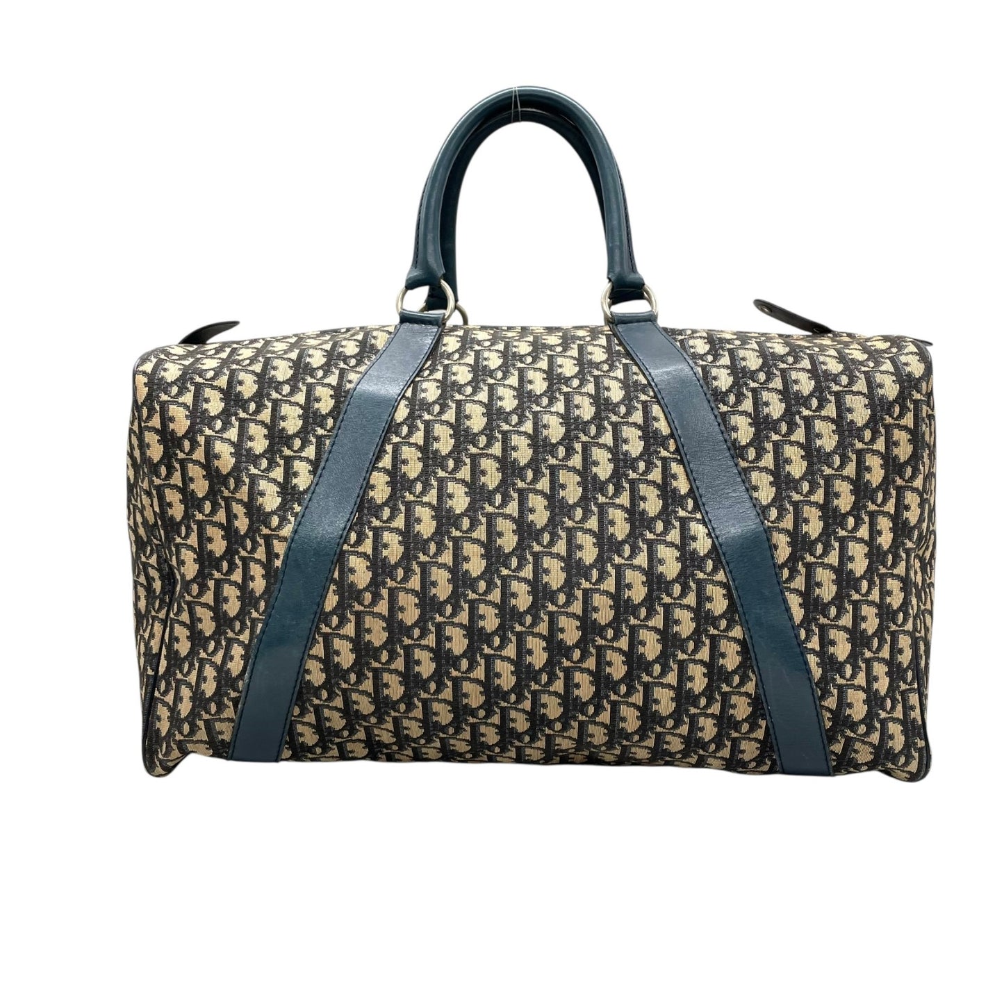 Christian Dior クリスチャンディオール トロッター ボストンバッグ 紺 ネイビー ベージュ キャンバス レザー シルバー金具 メンズ レディース ヴィンテージ Z4