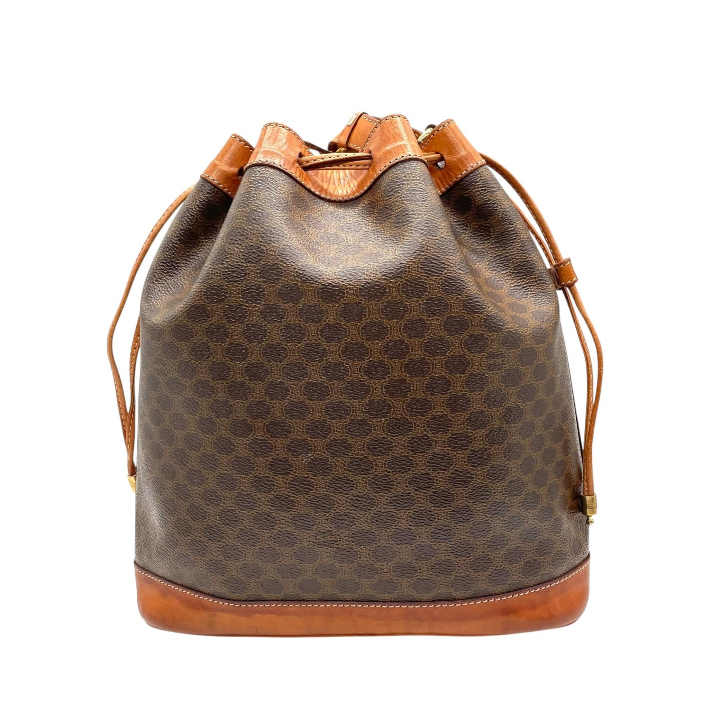 CELINE オールドセリーヌ ショルダーバッグ トリオンフ 巾着 M90 マカダム柄 ヴィンテージ ゴールド金具 レディース K9