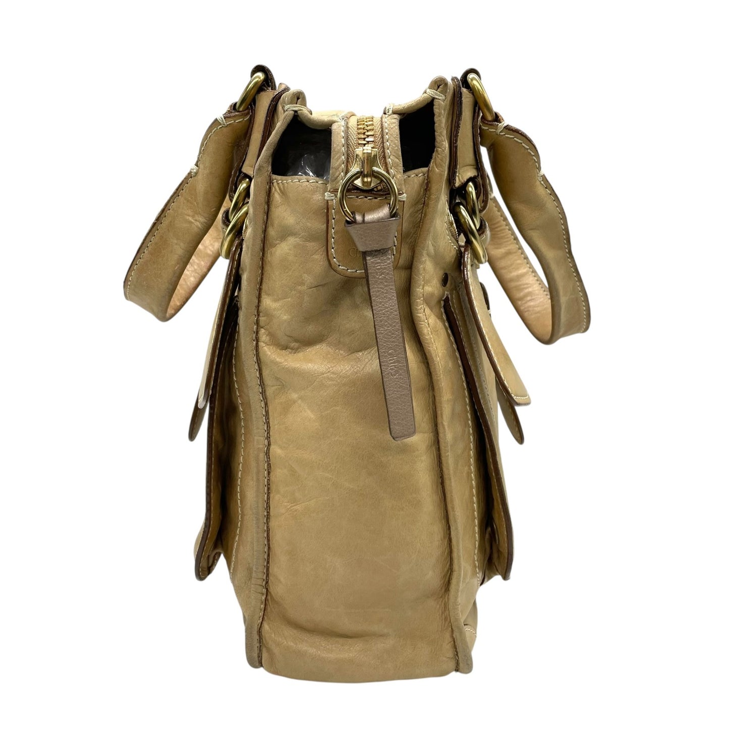 Chloe クロエ ベイ レザー トートバッグ 7ES358-50 ブラウン 牛革 ライトブラウン A4収納可能 Y2K VINTAGE archive 00s C7