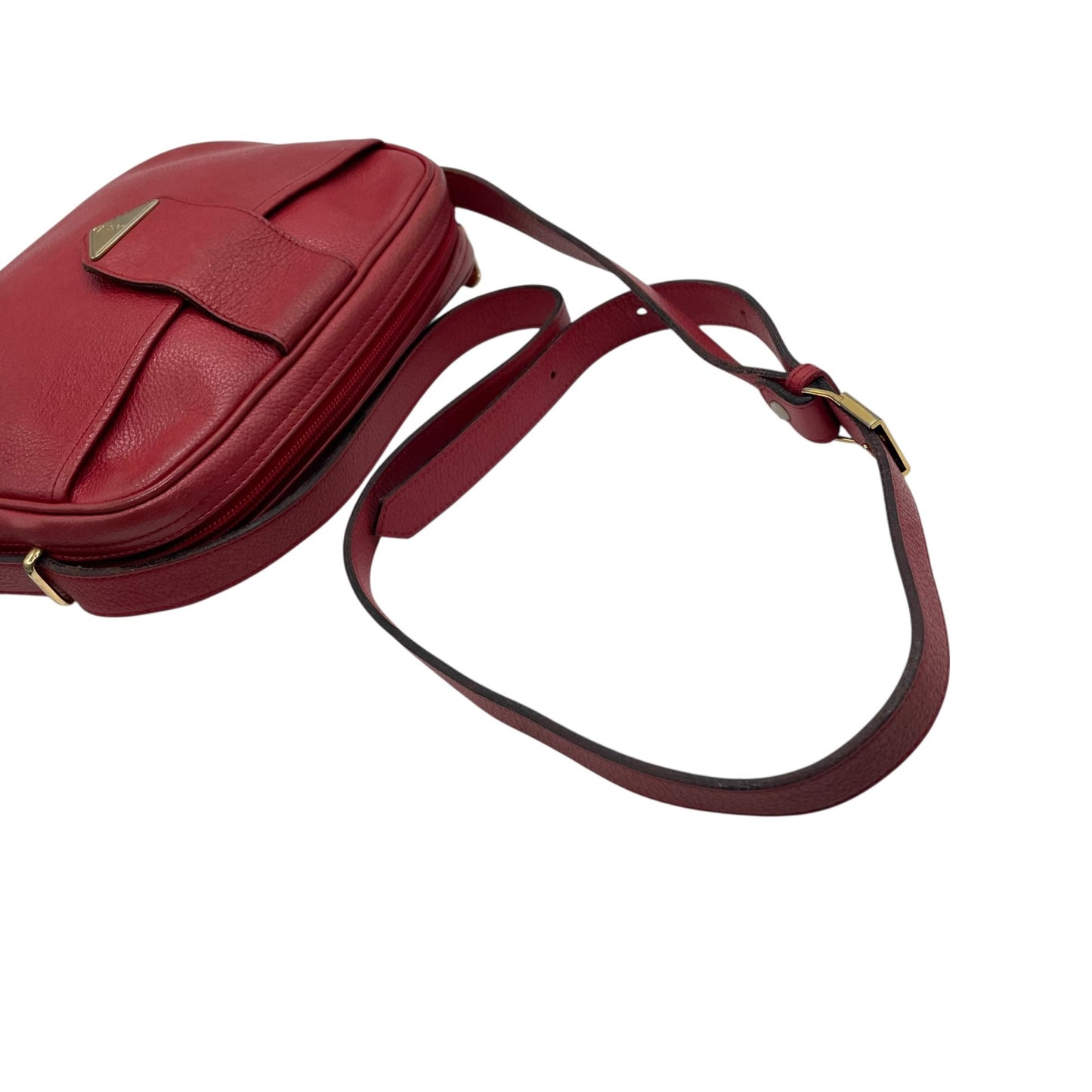 イヴサンローラン Yves Saint Laurent YSL ヴィンテージ ショルダーバッグ 赤 レッド レザー ゴールドロゴ 金金具 コンパクト A1