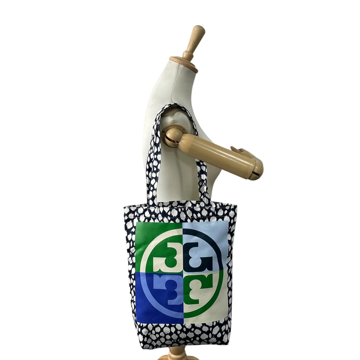 未使用級 美品 Tory Burch トリーバーチ トートバッグ キャンバス ロゴプリント ビッグロゴ ダブルTロゴ マルチカラー U8