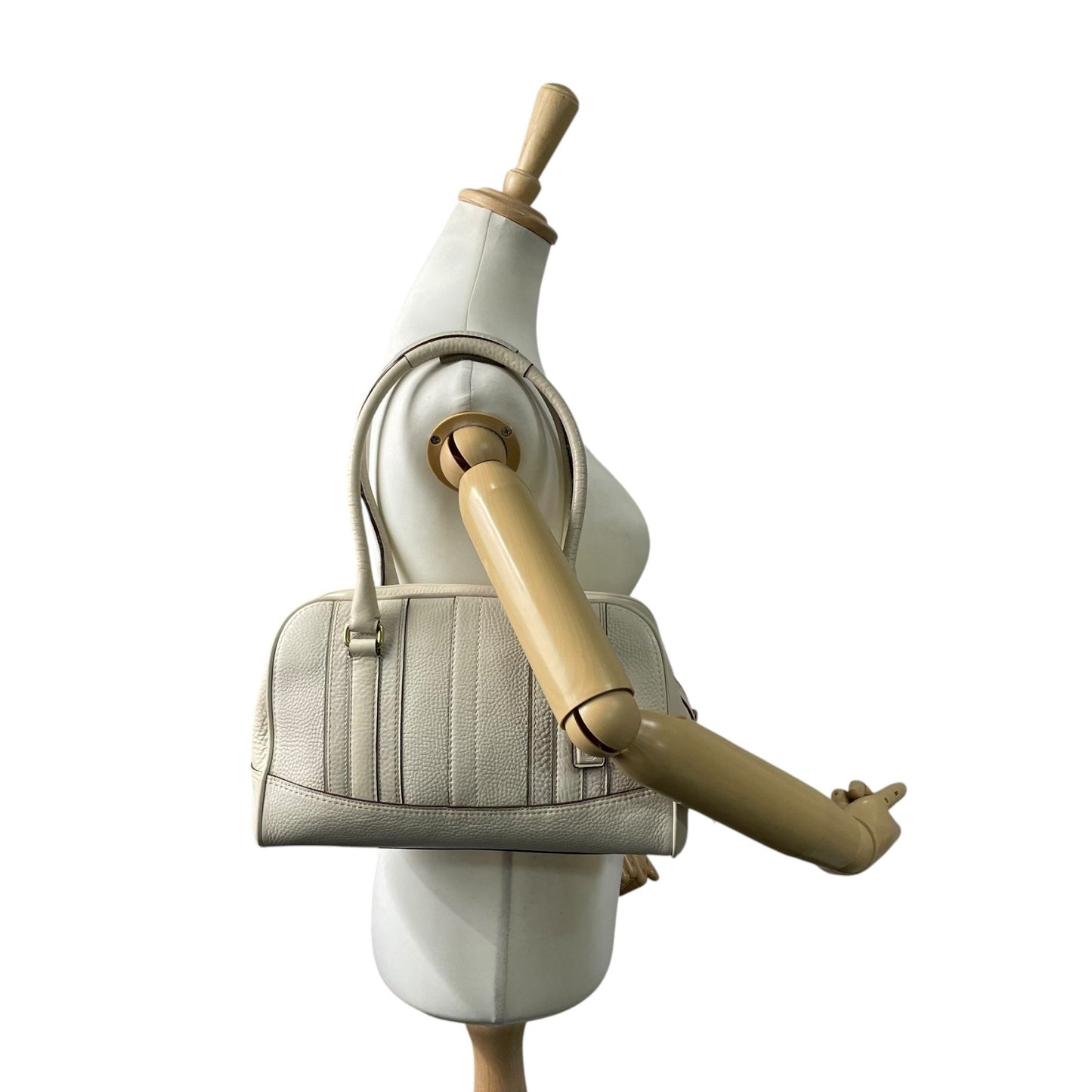 コーチ COACH ハンドバッグ レザー 白 ホワイト系 チャーム タグ付き フリンジ レディース T3