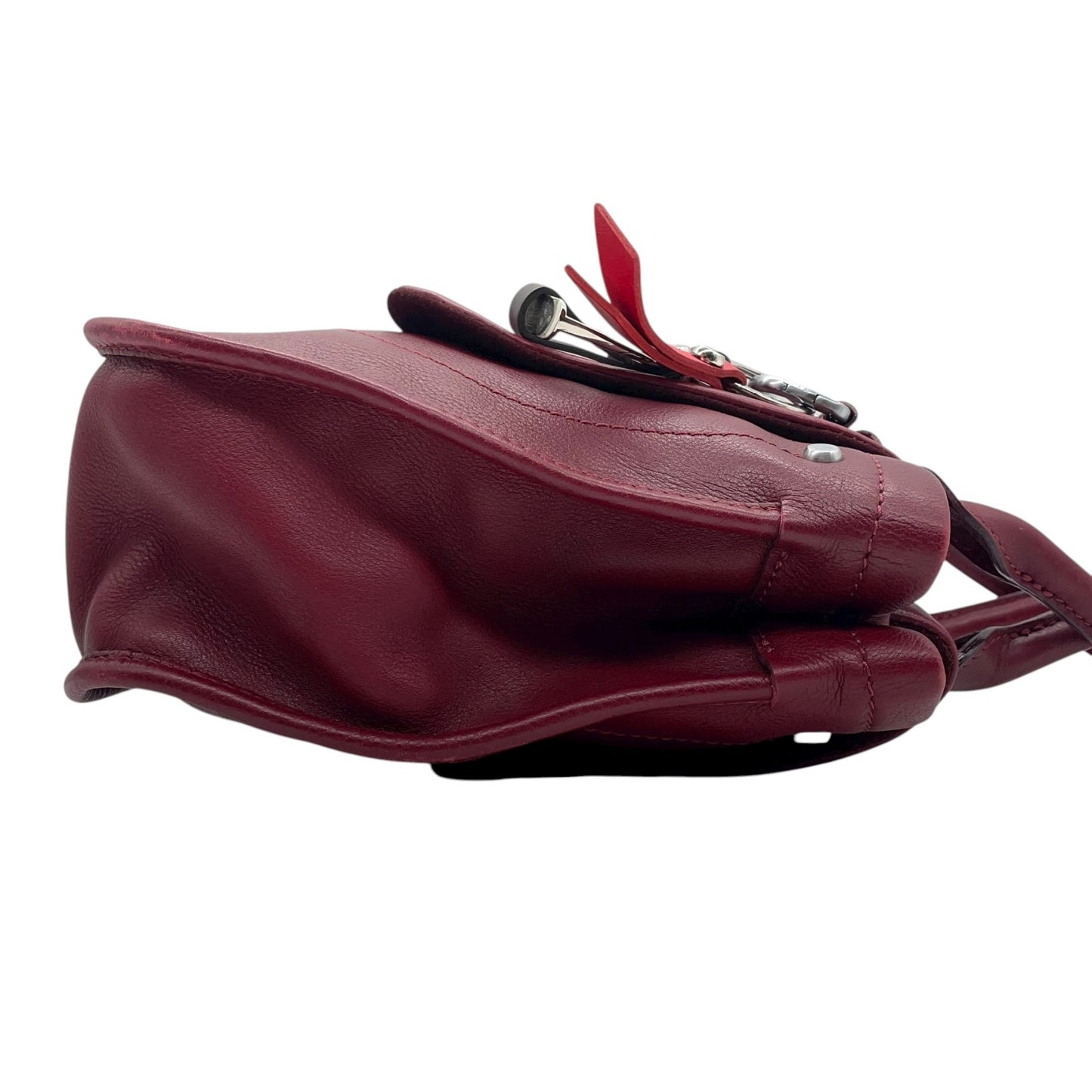 ロンシャン LONGCHAMP ハンドバッグ レザー ワインレッド 本革 チャーム付き Y2K ヴィンテージ ユニセックス s94