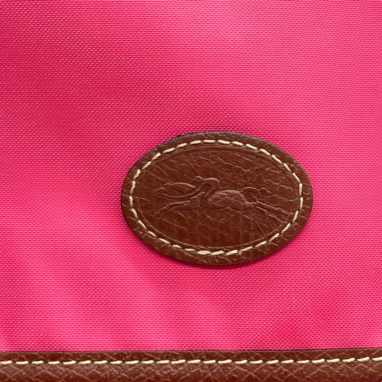 ロンシャン LONGCHAMP ナイロン ショルダーバッグ ピンク ブラウン 茶色 レザー ツインポケット メッセンジャーバッグ ゴールド金具 レディース U2