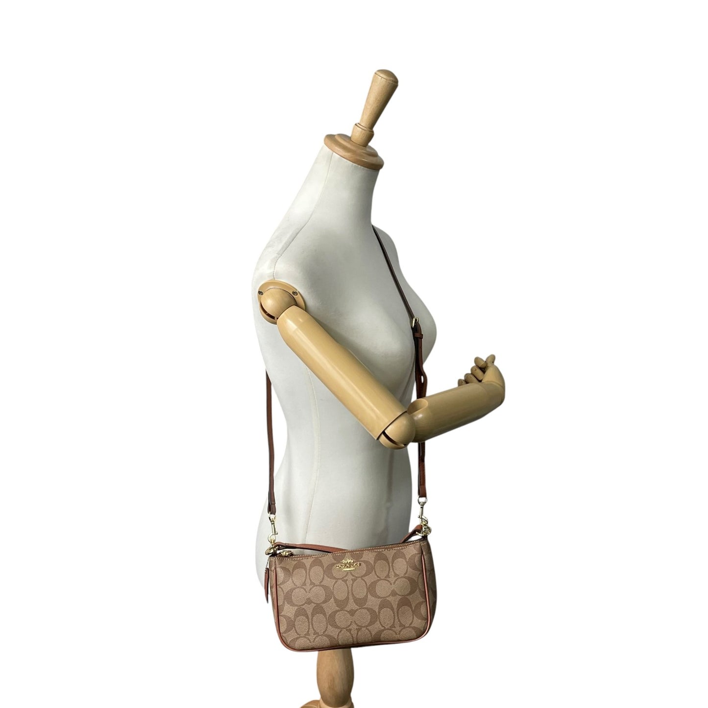 未使用級 美品 コーチ COACH シグネチャー 2WAY ショルダーバッグ ハンドバッグ ワンショルダー 2WAY 茶色 ブラウン 金金具 ゴールド金具 レディース A5